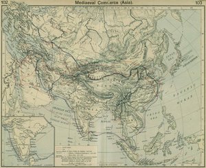 Középkori kereskedelem Ázsia. A Történelmi Atlaszból alkotó: William Robert Shepherd