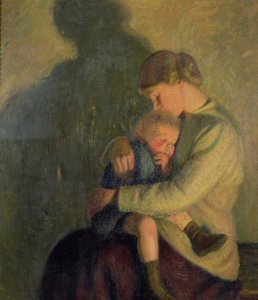 Anya és gyermeke: Gyertyafény (olaj, vászon)