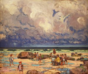 Gyermekek a tengerparton, 1910 körül (olaj, panel)
