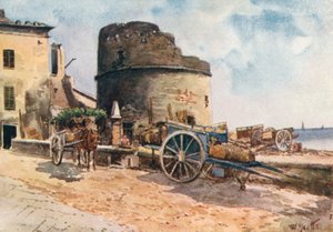 Bástya a parton, Ceriale (színes litográfia)