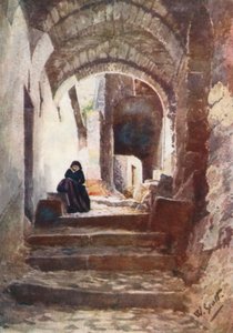 Utca Apricale-ban (színes litográfia)
