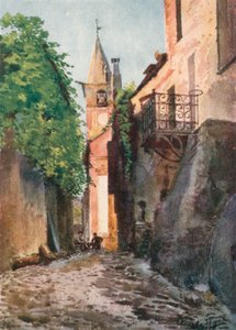 Villanuova utcája, Albenga közelében (színes litográfia)