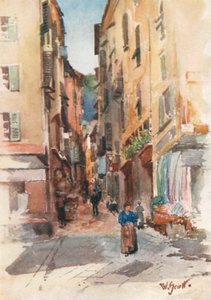 Utca az óvárosban, Nizza (színes litográfia)