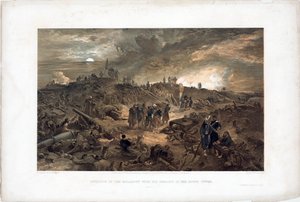 Krími háború (1853-1856): Sebastopol (Ukrajna) ostromának epizódja, francia csapatok a romok között a Malakoff-torony elfoglalása után, 1855. szeptember 8. (After the Taking of Malakoff, 1855. szeptember 8.) - William Simpson litográfiája (18