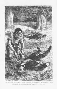 Adam Bede, miután legyőzte Arthur Donnithorne-t egy harcban, elborzadva látja riválisát, aki eszméletlenül fekszik. Adam Bede, George Eliot, először megjelent 1859-ben. Illusztráció: William Small (1843-1929) egy 1885-ben megjelent kiadásból. alkotó: William Small