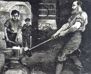 A falu kovácsát ábrázoló metszet alkotó: William Small