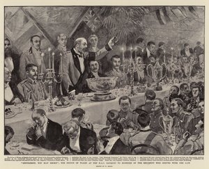 Uraim, szíveskedjenek Smoke, a walesi herceg a HAC bankettjén az ezred tagjai számára, akik a CIV-nél szolgáltak. alkotó: William Small