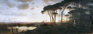 Ostia vára Castel Fusano fenyőerdőjéből nézve, 1881