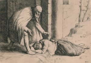 Mercy elájul a kapu előtt, 1916 alkotó: William Strang