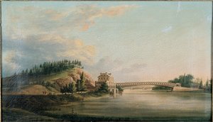 Kilátás a Schuylkill folyón átívelő hídra, 1815 körül alkotó: William Strickland