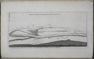 Stonehenge, a brit druidák számára helyreállított templom: a Cursus és a Stonehenge kilátásai északról alkotó: William Stukeley
