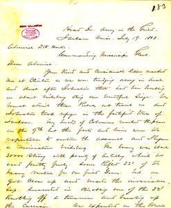 W. T. Sherman levele, Army, in the Field, Jackson, Mississippi, [David D.] Porterhez, 1863. július 19. alkotó: William T. Sherman