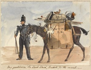 Az én teherhordó lovam, a fekete rabszolga, menetre megrakva, 1854 körül (akvarell és ceruza papíron)