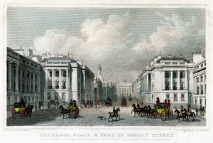 Waterloo Place és a Regent Street egy része, Westminster, London, 1828.