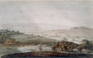 Egy farmer vetés, egy folyó völgye és a dombokon túl alkotó: Joseph Mallord William Turner