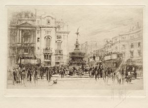 Piccadilly Circus, kilátás a Lower Regent Street felé, háttérben a Criterion Theatre-rel alkotó: William Walcot