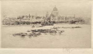 A Temze Waterloótól - Kilátás a Szent Pál-székesegyház felé alkotó: William Walcot
