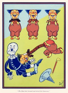 „A fej előrelőtt, és eltalálta a Madárijesztőt.” L. Frank Baum „Óz csodálatos varázslójából”
