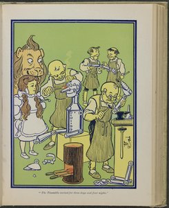 "A bádogos három nap és négy éjjel dolgozott", illusztráció Lyman Frank Baum "Óz, a csodálatos varázsló" című művéből. alkotó: William Wallace Denslow