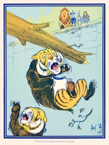 ?A fa zuhanással zuhant az öbölbe.? a ?Óz csodálatos varázslója? L. Frank Baum alkotó: William Wallace Denslow