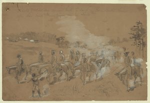 Kautz lovassága visszatér a táborba a Gen Butler vonalakban a rajtaütésük után Abstract/médium alkotó: William Waud