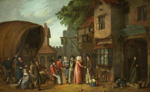 Jelenet egy fogadón kívül, talán a Somerset állambeli Congresburyben, 1824 körül (olaj a panelen)