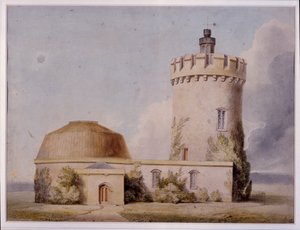 Az Obszervatórium és a javasolt kiegészítések, 1830 körül (akvarell a kártyán)