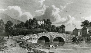 Greta Hall és Keswick-híd, E. Francis metszete, 1842