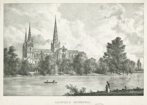 Lichfield katedrális – Déli nézet: litográfia, nd [1781-1850] alkotó: William Westall
