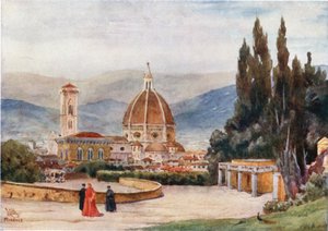 Firenze. A Dóm, a Boboli-kertből (színes litó)