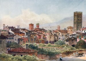 Lucca. A városfalakról (színes litó) alkotó: William Wiehe Collins