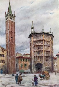 Parma. A székesegyház és a keresztelőkápolna (színes litó)