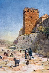 Tarragona, az érsek tornya (színes litho) alkotó: William Wiehe Collins