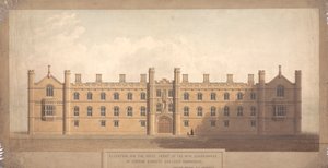 A Cambridge-i Corpus Christi College új négyszögének nyugati frontjának emelkedése alkotó: William Wilkins