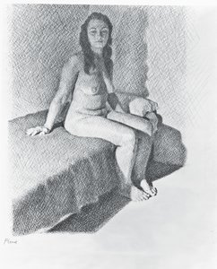 Ülő akt, 1968-74 körül (ceruza papíron)