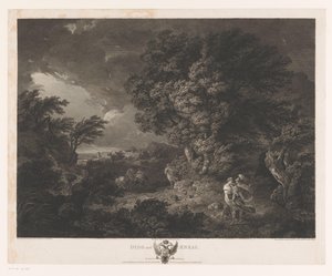 Viharos táj Didóval és Aeneasszal Dido és Aeneas (cím a tárgyon) alkotó: William Woollett
