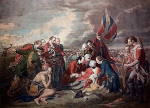 James Wolfe tábornok (1727-1759) halála a québeci csatában a hétéves háborúban szeptember 13-án