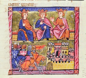 Ms 828 f.189r Akkói tanácskozás és Damaszkusz ostroma, második keresztes hadjárat, a "Histoire d