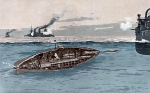 Tengeralattjáró, 1905 körül (akvarell)