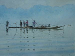 923 Horgászat az Inle-tónál alkotó: Wilson Clive