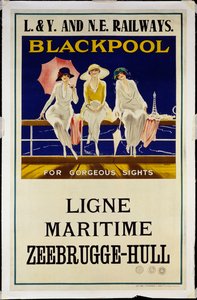 Blackpool, L.& Y. és N.E. Vasutak, 1930 körül (színes litográfia) alkotó: Wilton Williams