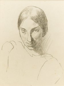 Önarckép, 1923 körül (fekete kréta papíron)
