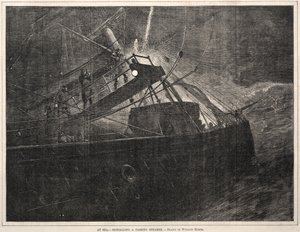 Tengeren, jelzés egy elhaladó gőzhajóról, 1871. alkotó: Winslow Homer