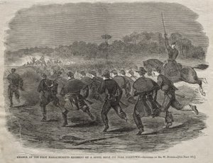 Az Első Massachusetts-i Ezred rohamja egy lázadó lövészárok ellen Yorktown közelében alkotó: Winslow Homer