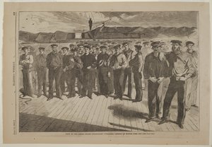 A Colorado amerikai gőzszlúp Bostonban szerződtetett legénysége, 1861. június alkotó: Winslow Homer