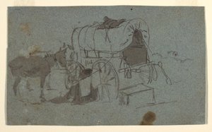 Rajz, Katonai szekér és öszvér, 1862 körül. alkotó: Winslow Homer
