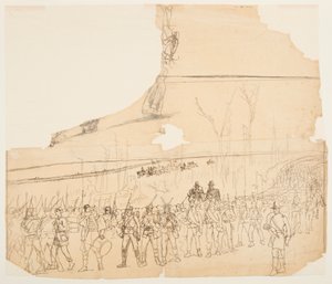 Rajz, Egy gyalogsági oszlop márciusban, 1862 alkotó: Winslow Homer