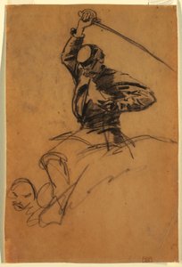 Rajz, lovas katona karddal lóháton, 1863 alkotó: Winslow Homer