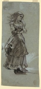 Rajz, Ivópoharat tartó lány, valószínűleg 1869 alkotó: Winslow Homer