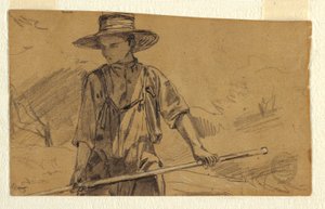 Rajz, szénakészítés, 1864 körül alkotó: Winslow Homer